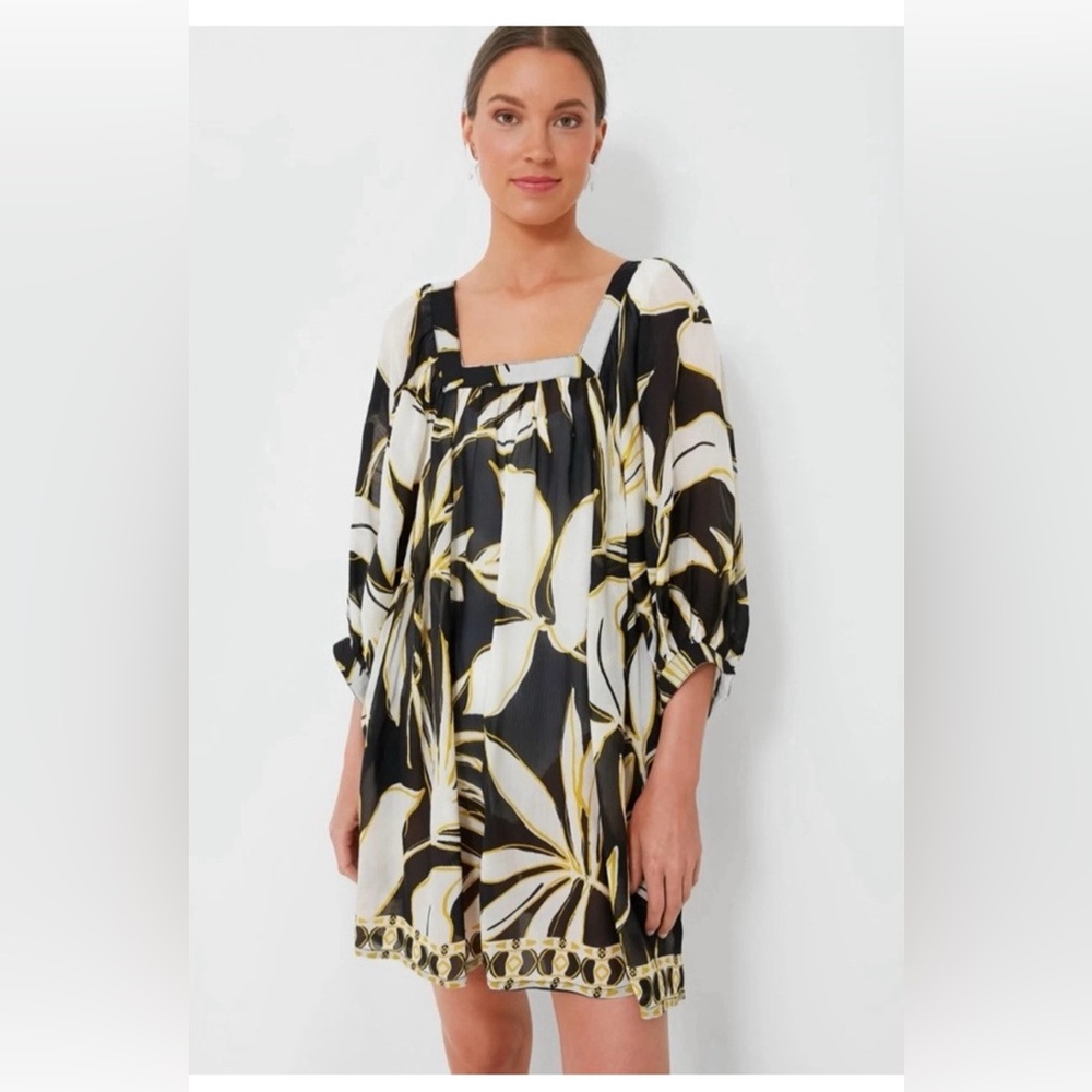 Tuckernuck Black and Gold Floral Dress